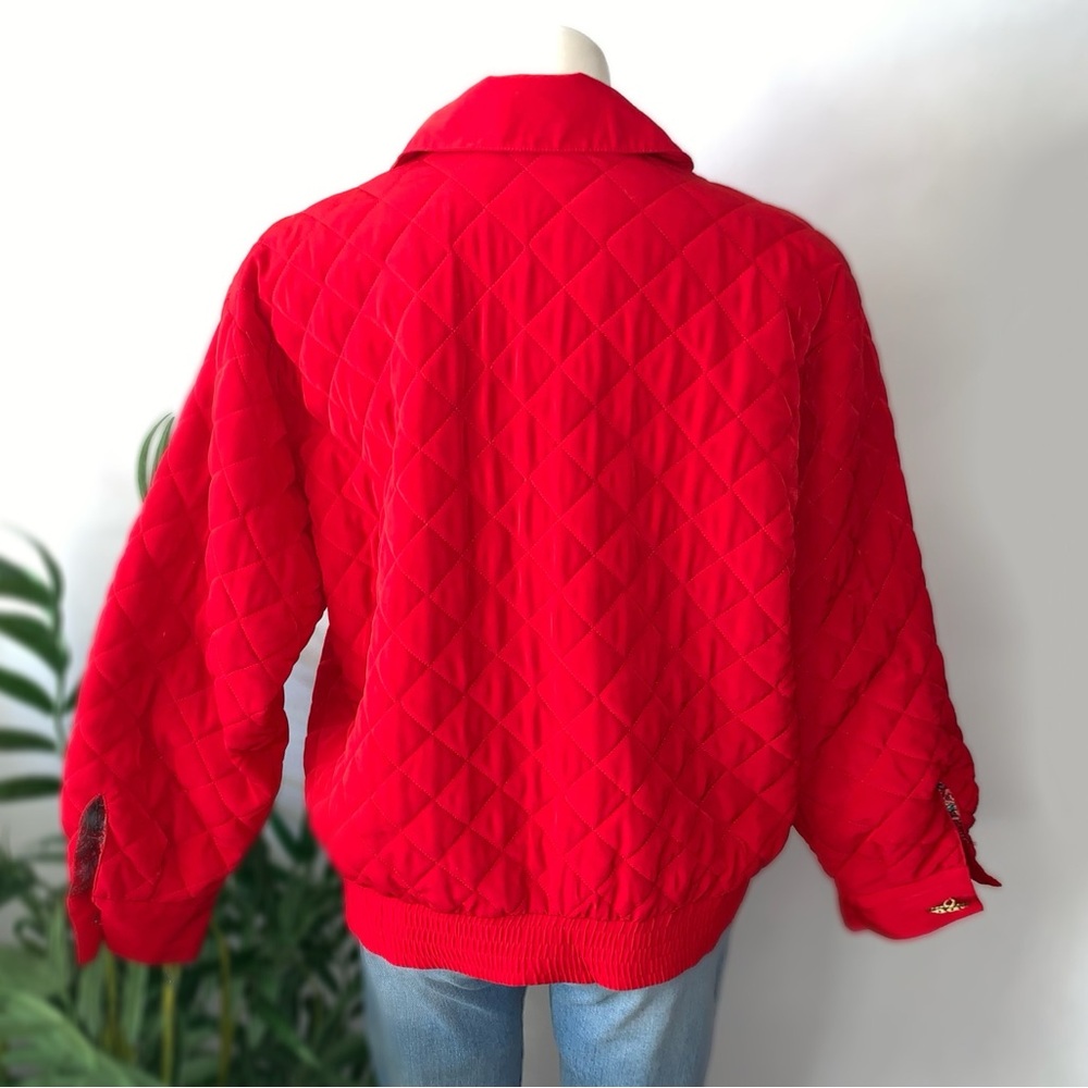 Vintage Vibrant Artsy Reversible Bomber Jacket Quilted - Picture 11 of 15